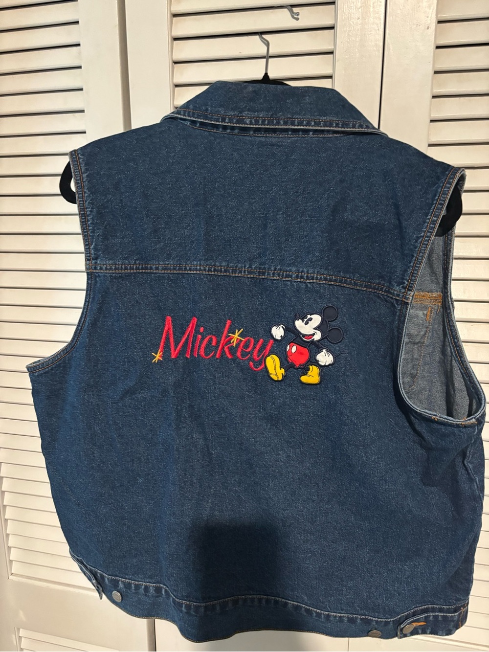 90s Women’s Denim Vest with Mickey Embroidery - Blue